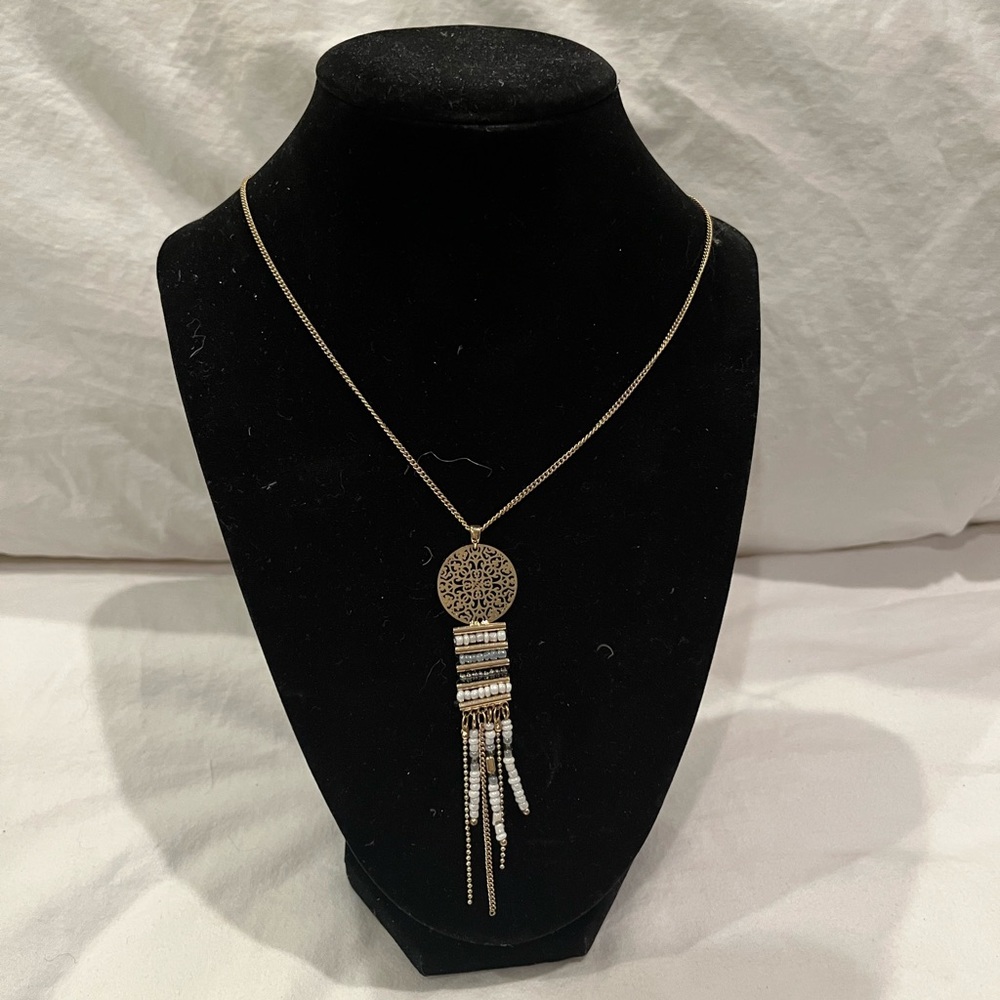 Luck brand long gold plated necklace